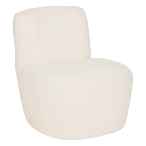 Atmosphera - Fauteuil Leone Blanc - Tissu Bouclé, Design Courbé, L 64 x P 71 x H 68 cm - pour Salon, Bureau, Chambre