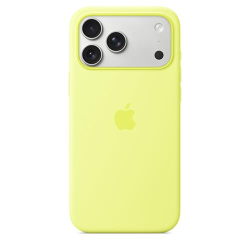 Image of Apple iPhone 17 Pro Max Silicone Case with MagSafe and Camera Control: Lightweight Phone Case, Wireless Charging Compatible, Smooth Matte Finish; Neon Yellow
