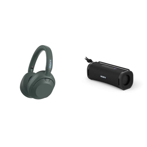 Sony ULT WEAR Noise Canceling Wireless Headphones with Massive Bass and Comfortable Design, Forest Grey - New + ULT Field 1 Wireless Ultra Portable Bluetooth Compact Speaker