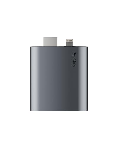 RayNeo Adaptateur HDMI 2.0 (HDR10) pour iPhone 14 & antérieurs avec Lightning/HDMI, Batterie intégrée & Charge en Jouant, 1080P@120Hz - pour Lunettes AR Air 4 Pro
