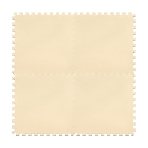 WEIMALL ジョイントマット 12畳用 大判 60cm 厚さ1cm サイドパーツ付き 床暖房対応 防音 抗菌 赤ちゃん ノンホルムアルデヒド ベビーフロアマット フロアマット (単色ベージュ, 64枚セット) FCA0360X2