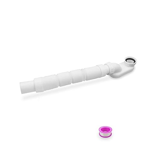 Bathtub Shower Drain Pipe, Low Profile Flat 1 1/2 P Trap Kit, Flexible Freestanding Tub Drain for Bath