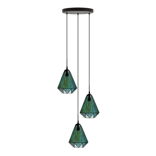 Lustre Arata Green plafonnier suspension vitrail vert Art Deco Trade