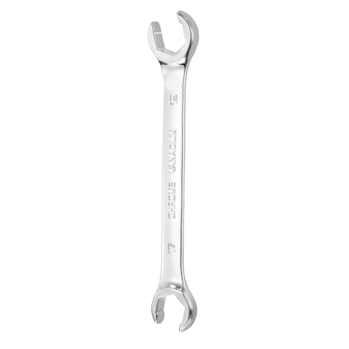Image of sourcing map Flare Nut Wrench 17mm x 19mm Metric Double Open End Thick Spanner Mirror Polish Finish 45# Steel Brake Line Wrench for Fuel Tube Hose Transmission Line, Silver