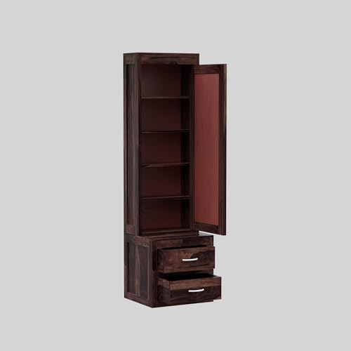 Image of Credenza Sheesham Wood Dressing Table with 2 Drawer Storage for Living Room Bedroom Wooden Vanities for Home Solid Wood Bedroom Furniture (Walnut Finish)