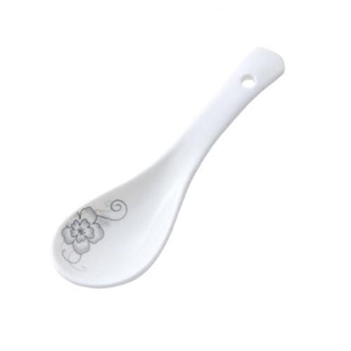 CFFQDQUANB Dinner Spoon, Soup Spoon Chinese Ceramic Soup Spoons with Underglaze Colored Patterns, Tradition White Ceramic Spoon Suitable for Soup, Set of 2 Dinner Spoon
