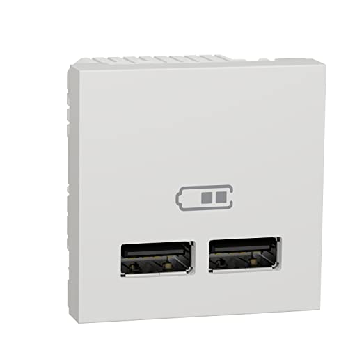 Schneider Electric NU341818 New Unica, Cargador USB Doble de Pared, 1A, Prod. Sostenible Green...