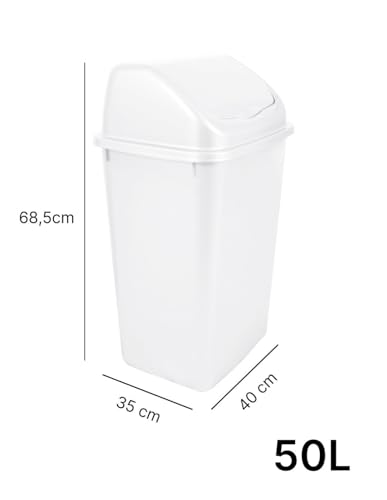 Miniatura 3 de Jardin202 - Cubo De Basura Con Tapadera Basculante - 30 50 Litros - Ideal Para Hogar Y Oficina 50 L Blanco