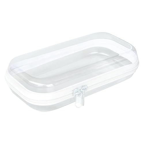 Image of 7.8x4 inch Thickened Clear Hard Shell Zipper Case，Professional-Grade Plastic Clear Zipper Pencil Case, Toiletry Pouch, Travel Organizer, Cosmetic Bag, Toy Storage Bins (1PCS-M)