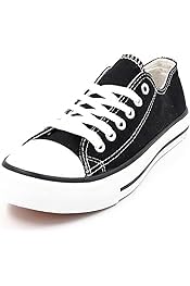 Divadames - Women's Ladies Girls Canvas Low Top Lace Up Trainers Sneakers Pumps Plimsolls Size UK 3-8 (Black, UK Footwear Size System, Adult, Women, Numeric, Medium, 4) - -32%