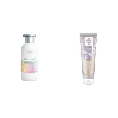 Wella Professionals Set zum Verändern und beleben der Haarfarbe – 1x 150 ml Color Fresh Mask Pearl Blonde pflegende Tönung und 1x 250 ml Color Motion+ farbschützendes Tiefenreinigungsshampoo