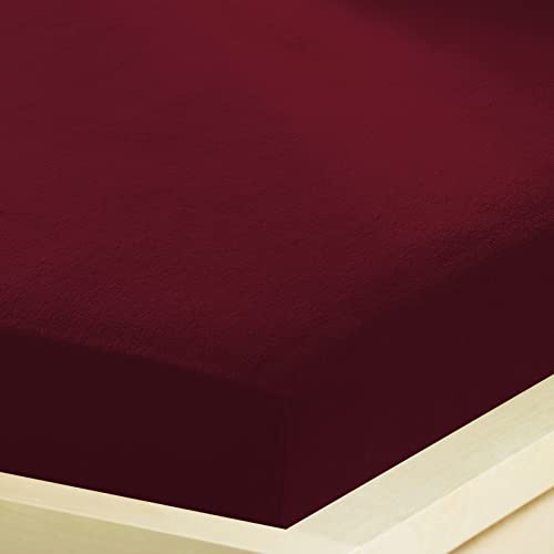G BETTWARENSHOP Inkontinenz Spannbettlaken 2in1 • Wasserdicht Aus Weichem Feinbiber • Spannbetttuch Und Matratzenschutz In Einem 140x200-160x200 cm dunkelrot
