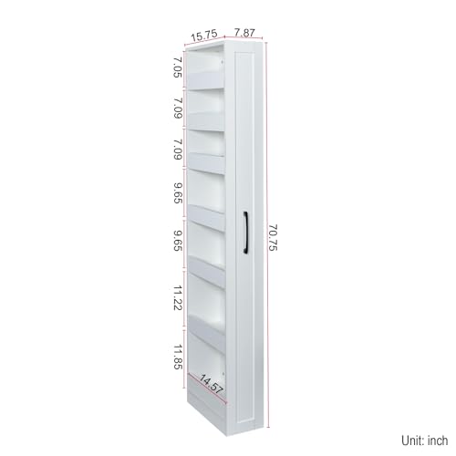 KEIKI 7 Tier Pull-Out Kitchen Pantry Storage Cabinet, Multi-Tier Single-Sided Open Shelf, Spice Rack Next to Fridge, Wood Hutch Food Pantries Cupboard for, Dining Room, Narrow Spaces by KEIKI - Image 2