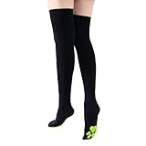 Littleforbig Thigh High Cosplay 3D Night-Glow Paw Pad Silicone Kitten Over The Knee Silk Stockings - Green/Black