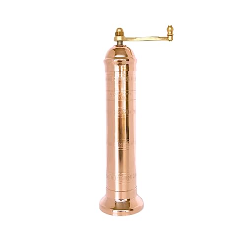 Alexander Home The Original Greek Salt Mill 9 Inch Tall | European Salt Mill Grinder with Crank Handle | Manual Salt Grinder | Salt Refillable - Copper