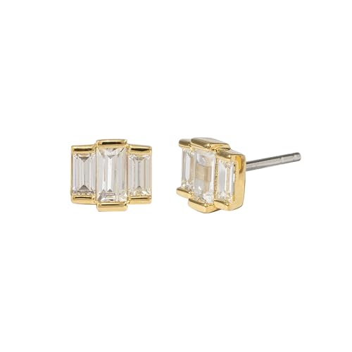Amazon Essentials Rhodium or Yellow 23K Gold Plated Brass Cluster Baguette Earrings by Amazon Essentials - Used condition - US$7.92