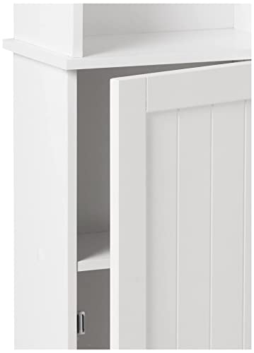 Redmon Contemporary Country Tall Floor Shelf With Lower Cabinet White Large #TOP6