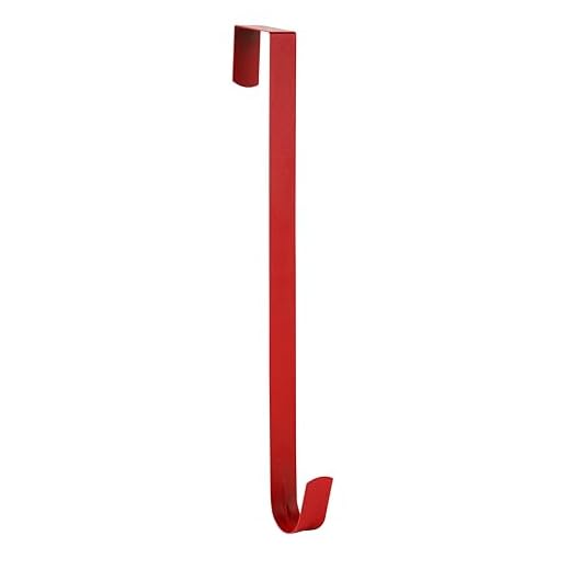Aeranto Wreath Hanger for Front Door, Slim Over The Door Hook, Easy to Use and Reusable Holiday Wreath Holder for Christmas, Thanksgiving, Halloween and Daily Décor (15" Red, 1)