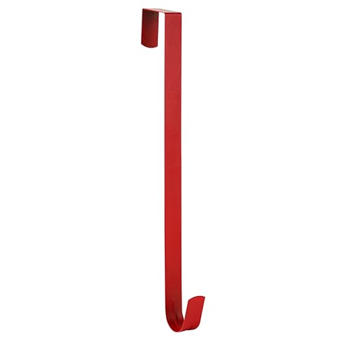 Image of Slim Over The Door Wreath Hanger for Front Door, 15 inch Red 1 Pack