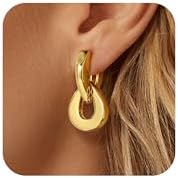 Womens Gold Earrings Drop Dangle - 18K Gold Plated Huggie Earring,Stainless Steel Lightweight Hypoallergenic Ear Rings Trendy Jewelry Gift,Minimalist Christmas Valentine's Day Birthday Gifts for Her