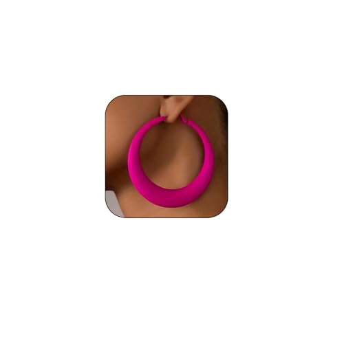 Colorful Hoop Earrings for Women 80s 90s Neon Dangle Earrings Retro Matte Big Hoop Earring Chunky Exaggerated Earring Y2k Jewelry Neon Costume Accessories Hot Pink