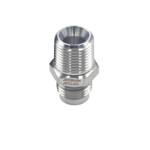 Image of HFS(R) 4PCS, 3 /8 inch NPT Male to 3 /8 inch SAE Male Flare Tubing Adapter Hose Connector Pipe Fittings 304 Stainless Steel
