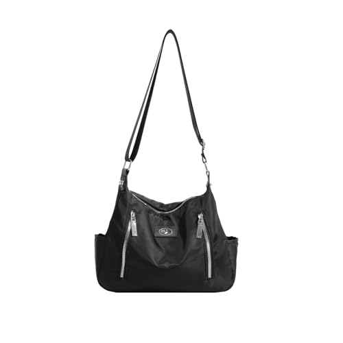 CORIOS Women Nylon Crossbody Bag Waterproof Shoulder Bag Lightweight Top Handle Bag Casual Handbag Multi Pockets Messenger Bag Ladies Hobo Bag Travel Shopping Party Work Tote Bag Black