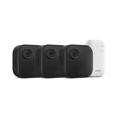 Blink Outdoor 4 and Wired Doorbell 2K+ (newest model) — Two-year battery 1080p cameras and 2K hardwired doorbell. Sync Module Core included — 3 Cameras + Doorbell (Black)
