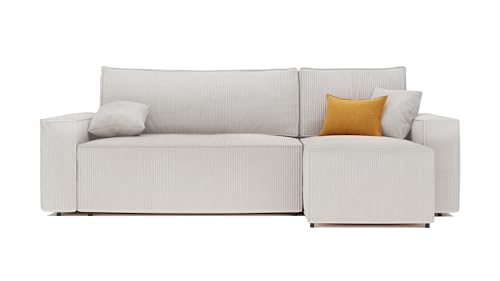 GREKPOL Canapé d'angle Convertible 244x145 Velours Côtelé à Gauche ou à Droite - Canapé avec...