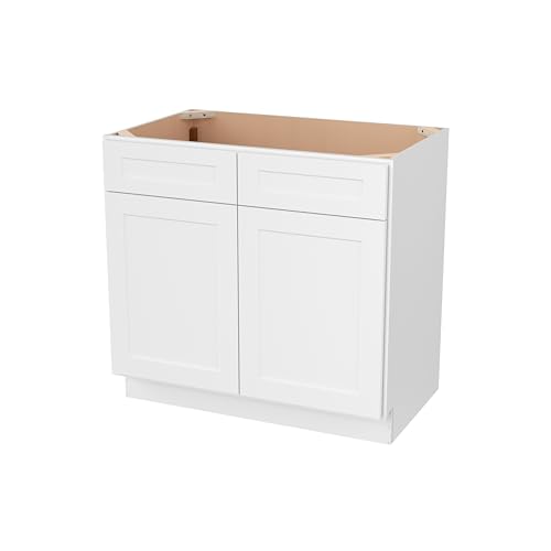 Image of Furinno Shaker Bath Vanity Cabinet Without Top, Ready to Assemble, 21 D x 36 W x 34.5 H, White