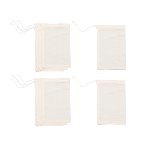 Rumyve 10pcs Cotton Muslin Drawstring Bags, Plain Muslin Bags, Reusable Mesh Tea Coffee Filter Spice Storage