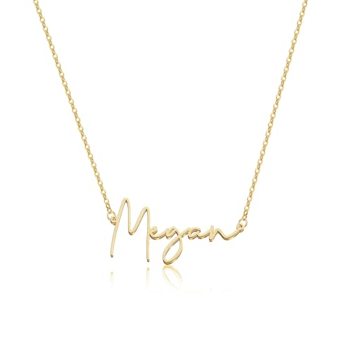 DayOfShe Personalized Name Necklace for Women 18K Gold Plated Custom Name Plate Necklace Jewelry Gifts for Mom