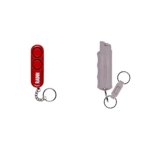 SABRE PA-RAINN-01 Personal Self-Defense Safety Alarm on Key Ring, Red & Pepper Spray Keychain, 25 Bursts of Maximum Police Strength OC Spray, Quick Release Key Ring for Easy Access