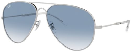 Ray-Ban RB3825 Sunglasses Bundle: RB 3825 OLD AVIATOR 003/3F Silver/Clear Gradient Blue Crystal Standard and Eyewear Cleaning Kit