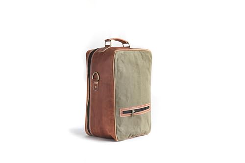 Image of Leather & Canvas Carrying Case for Marshall Tufton Speaker | Travel-Friendly Protective Cover with Shoulder Strap | Dustproof & Anti-Scratch Speaker Bag