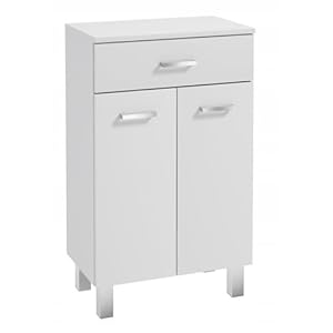 Deftrans Domodomo Staande badkamerkast smal – 85 x 50 x 30 cm witte badkamerkast met opzetstuk, gelakte badkamerkast met lade