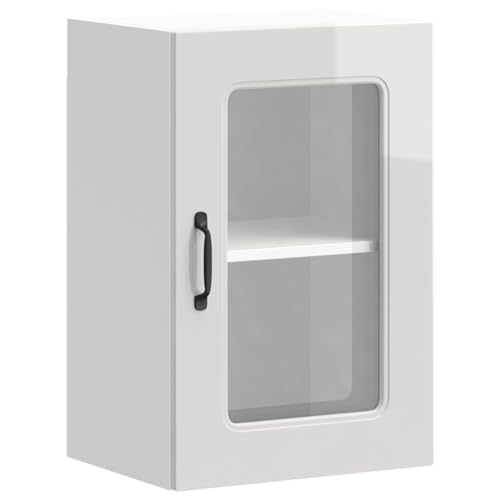 vidaXL Kitchen Wall Cabinet High Gloss White Engineered Wood and