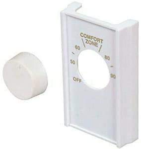 White Single Pole Line Volt Thermostat Cover w/Line Volt Thermostat Knob Set for Old Style D22 - HVAC Control Cover and Knob - Thermostat Cover - Knob Replacement Set