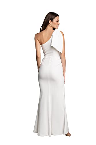 Image of Dress the Population Women's Georgina Asymmetrical Bow Neckline Bodycon Midi Dress