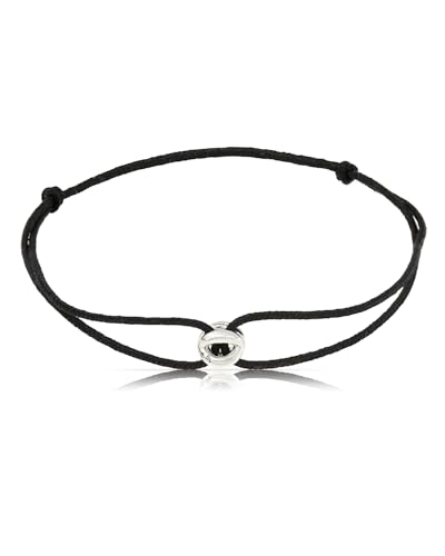 Made by Nami Adjustable String Bracelets for Women and Men Handmade & Waterproof Nylon Cord Bracelet for Men and Women with Stainless Steel Ring Charm