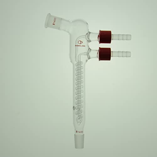 Proglass Reflux Condenser Body Length 100mm,14/20, Removable Hose Connections