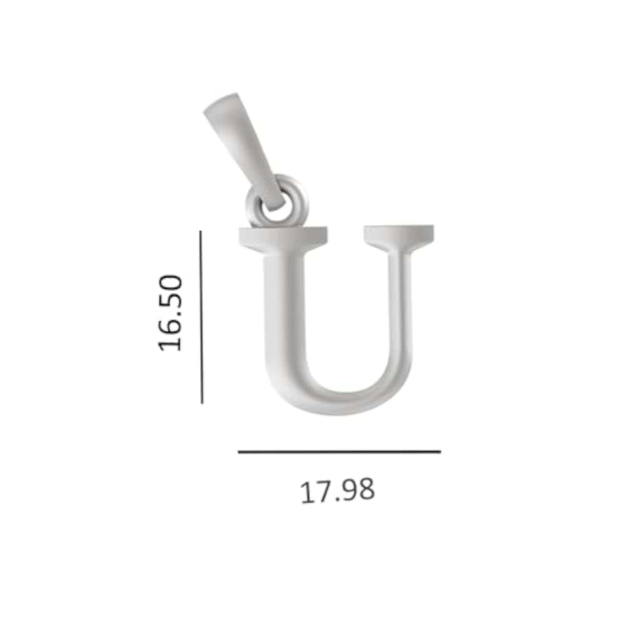 Sterling Silver Alphabet U Name Pendant, Pure Silver Locket