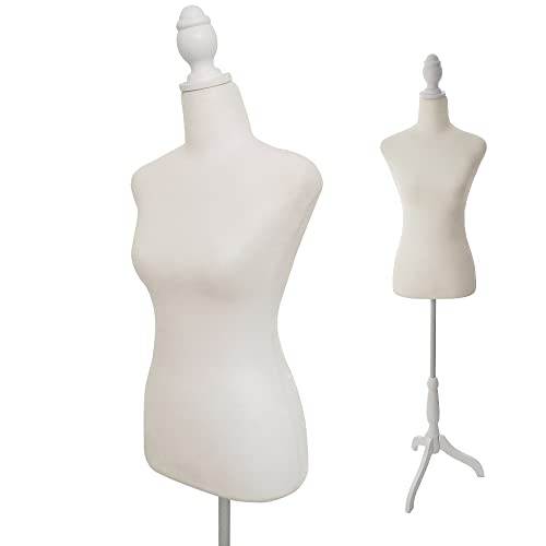 Female Dress Form Mannequin Torso Display Height Adjustable Mannequin Stand Realistic Model Display Body Tripod Stand Clothing Forms, Beige