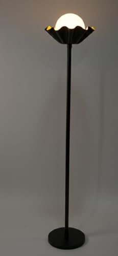 Image of Metal Shade Wooden Tripod Floor Lamp for Living Room, Living Room Corner, Bedroom, Home, Office, Interiors, Decor, Cinema. (Black with Ball)