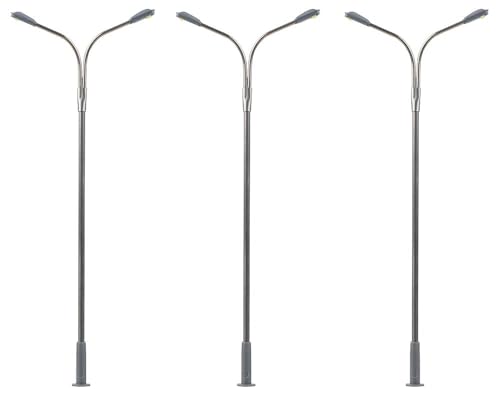 Réverbère LED double bras Faller 180101 éclairage miniature sans surchauffe pour maquette HO