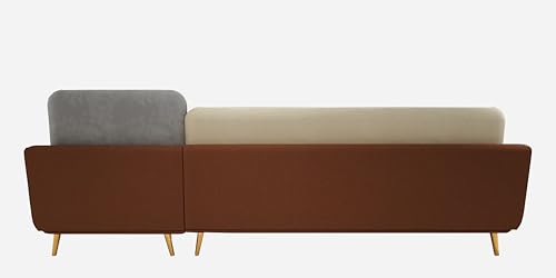 Image of Sixpine Luxury Dual Color Upholstery Lounger LHS Sofa in Premium Velvet | Solid Wood Structure | Sturdy Golden Legs | High Density Foam | Extra Comfort for Modern Living Room (Brown & Beige, 5 Seater)