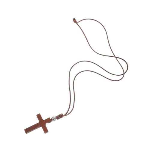MAJORMENCH Collar Con Cruz De Jesús: Crucifijo De Madera, Collar Con Cordón, Cruces De Madera, Manualidades Para La Iglesia, Proyectos De Joyería, Recuerdos De Fiesta De La Biblia, Marrón