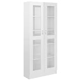 vidaXL Vitrina Armario de Libros Estantería Estante Soporte Almacenamiento Oficina Hogar Decoración Contrachapada Blanco Brillante 82,5x30,5x185,5cm