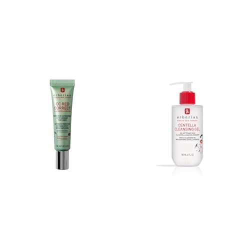 Set of 3 products: 1 CC Red Correct Anti-Redness Tinted Cream - Green + 2 Centella Cleansing Oil - Red - Korean Cosmetics