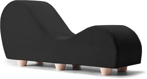 Image of Faux Leather Yoga Stretch Chair Couch - Play, Relax & More | Love Seat for Couples, Fun, & Flexibility! (Black)